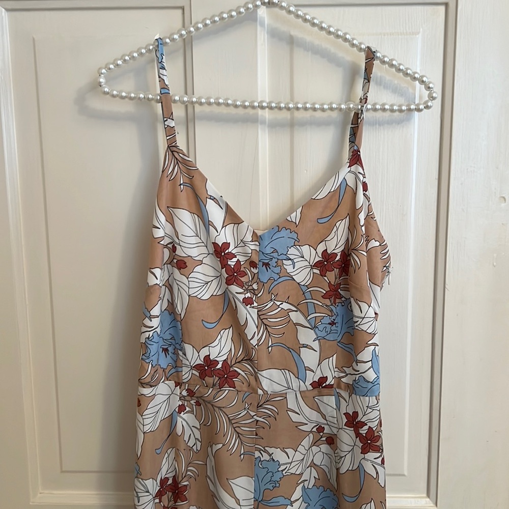 Cream and floral midi jumpsuit